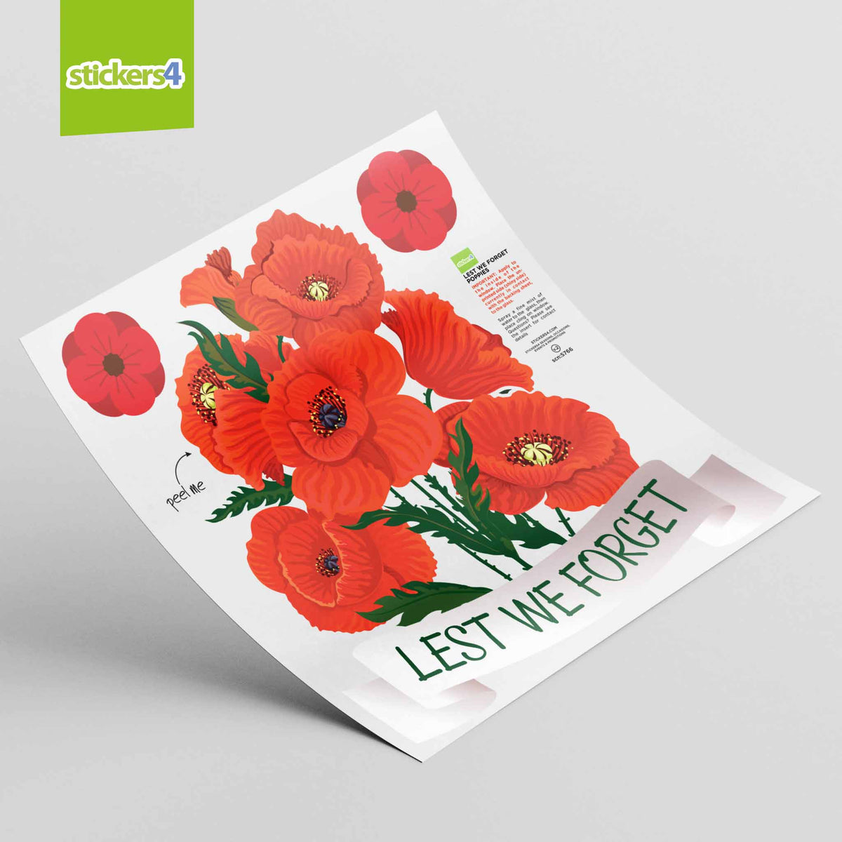 Lest We Forget Poppies Remembrance Window Sticker