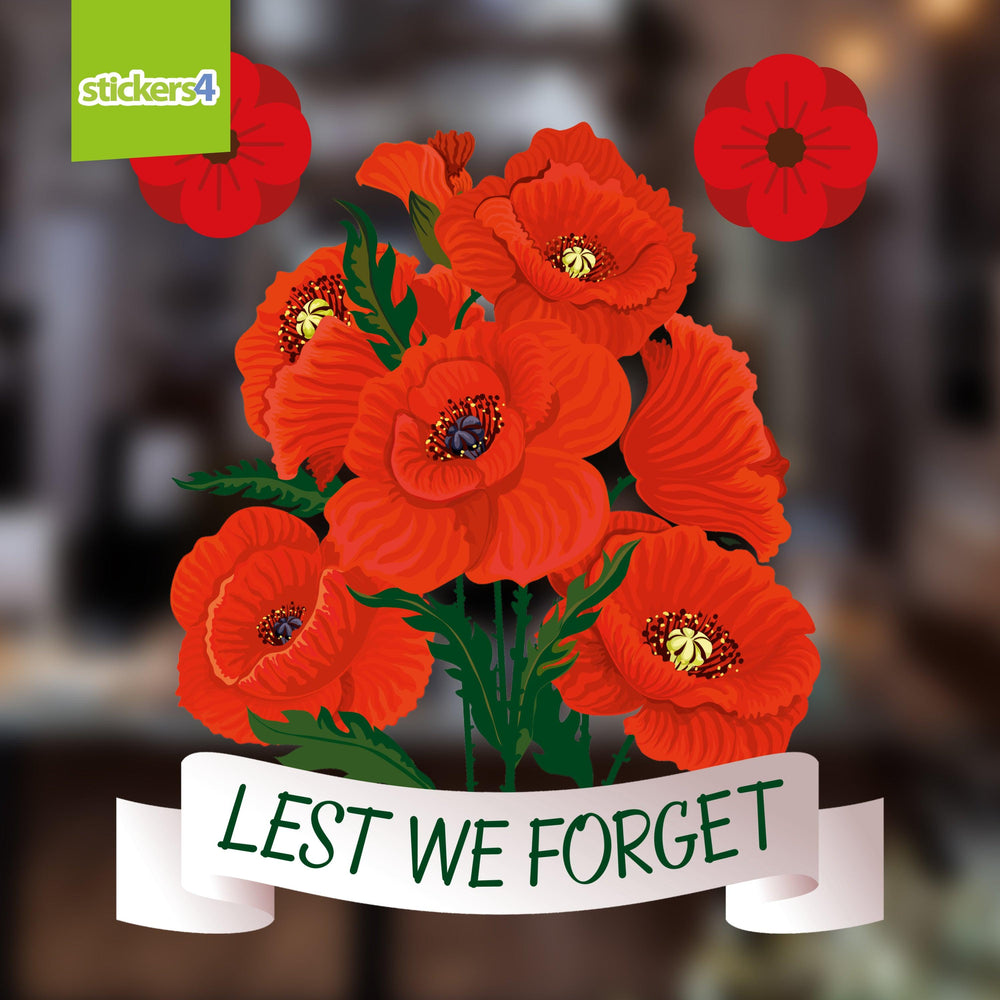 Remembrance Day Window Display Stickers | Lest We Forget | Stickers4