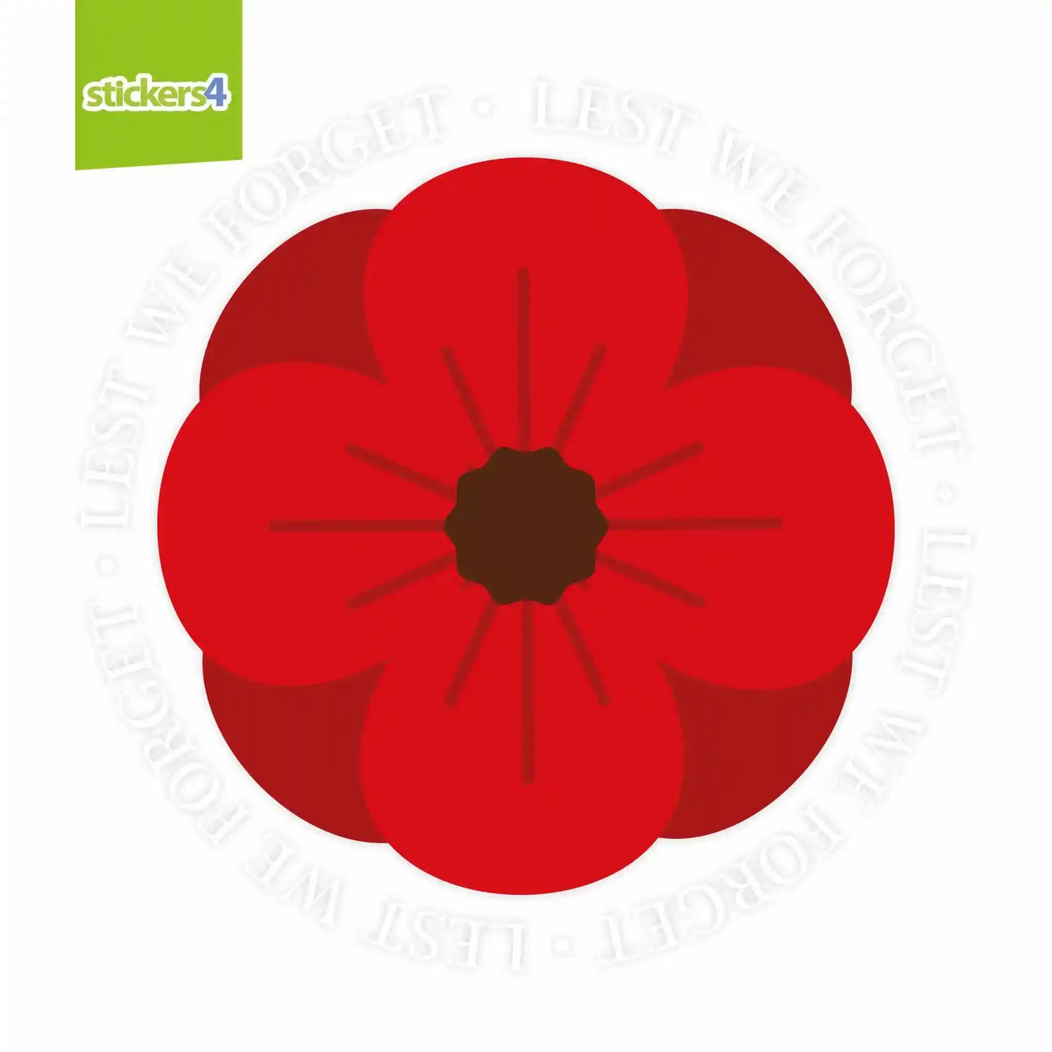 Adesivo Murale 'Lest We Forget' - Soldato, Croce E Papaveri Per Remembrance Day, 280x220mm