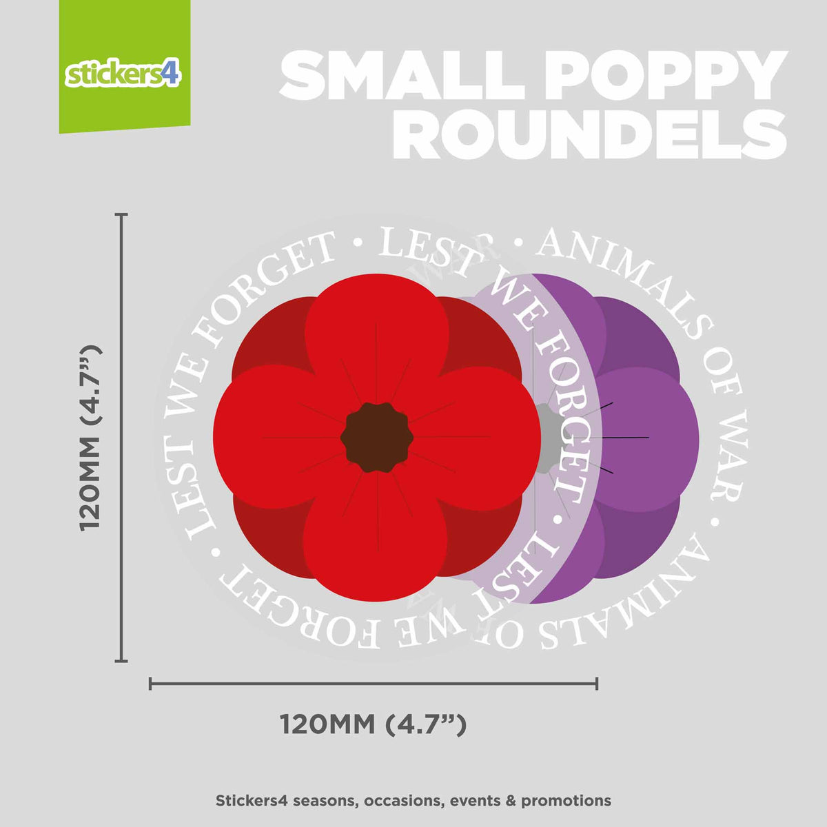 Lest We Forget &amp; Animals of War Poppy Roundel Double Pack - Remembrance Day Window Stickers