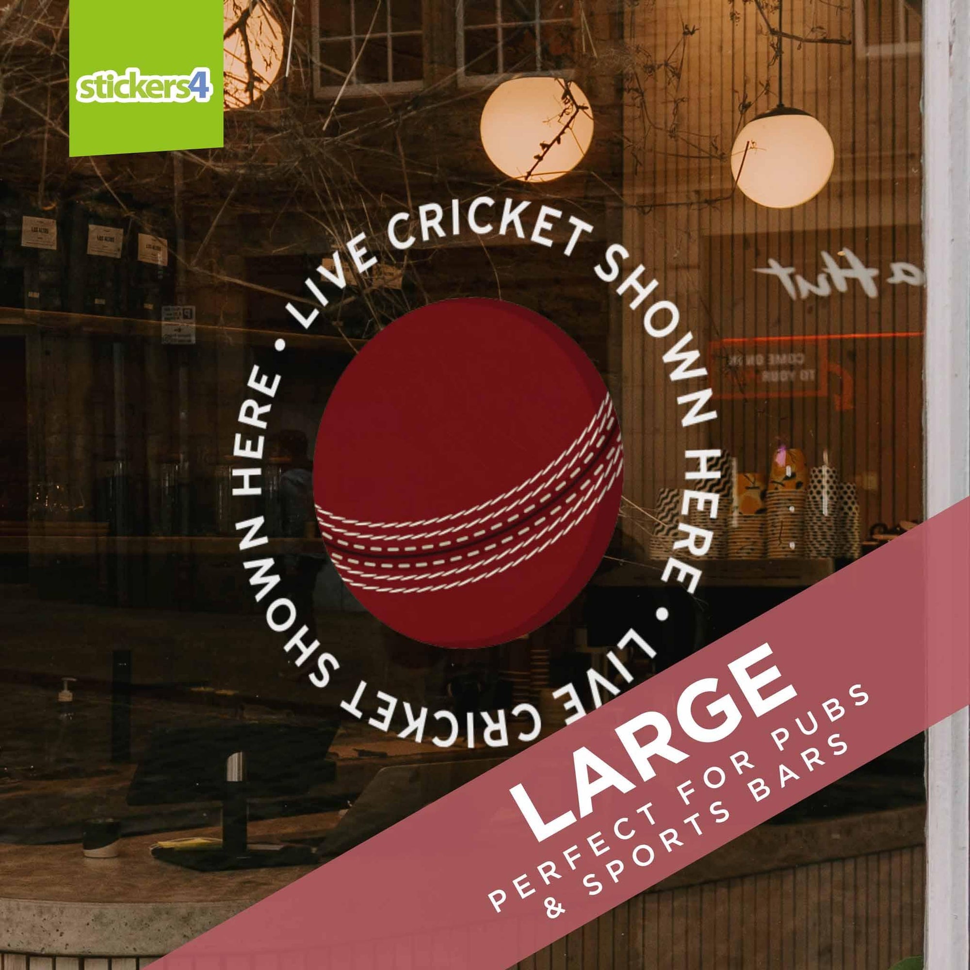 "Live Cricket Shown Here" Roundel Window Sticker Events