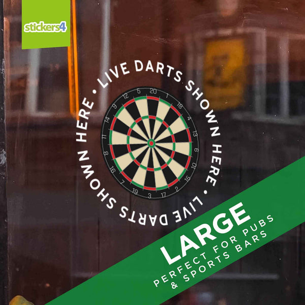 "Live Darts Shown Here" Roundel Window Sticker Events