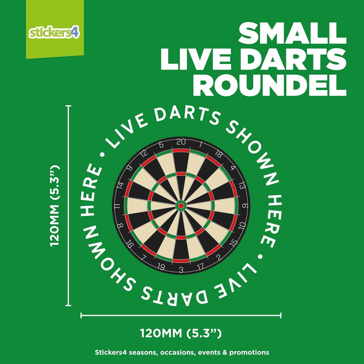 &quot;Live Darts Shown Here&quot; Roundel Window Sticker Events