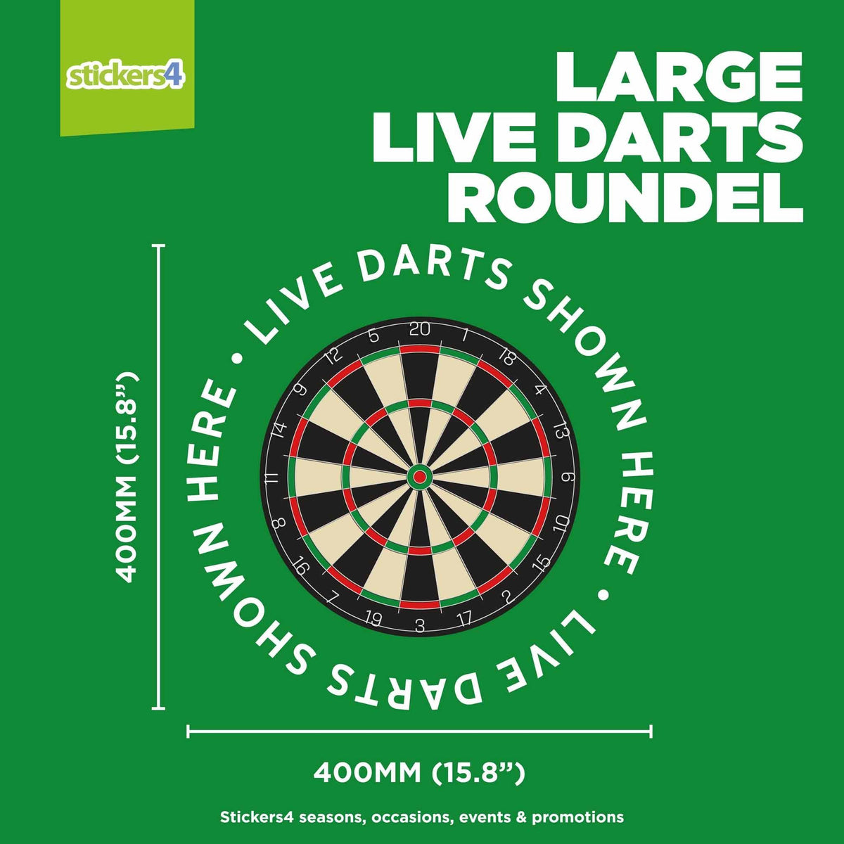 &quot;Live Darts Shown Here&quot; Roundel Window Sticker Events