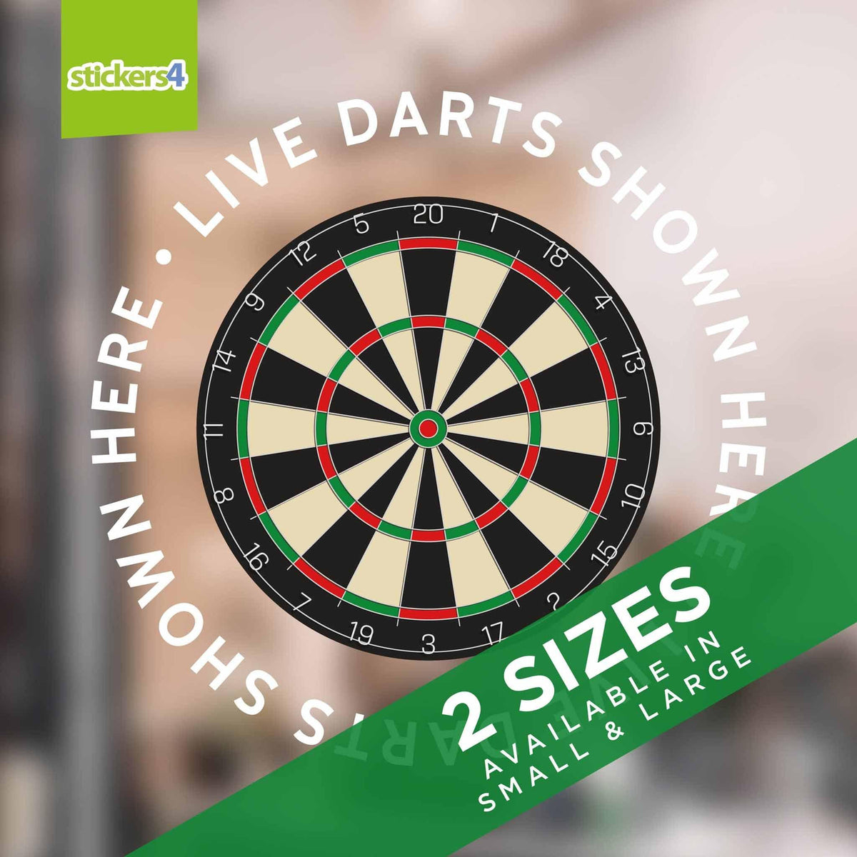 &quot;Live Darts Shown Here&quot; Roundel Window Sticker Events