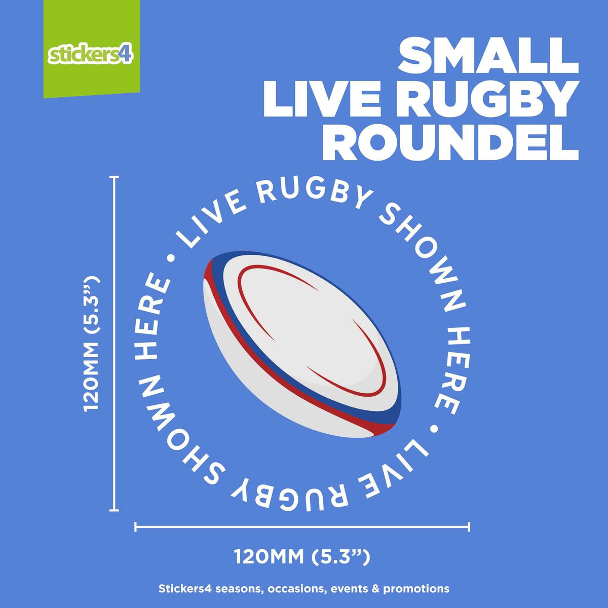 &quot;Live Rugby Shown Here&quot; Roundel Window Sticker Events