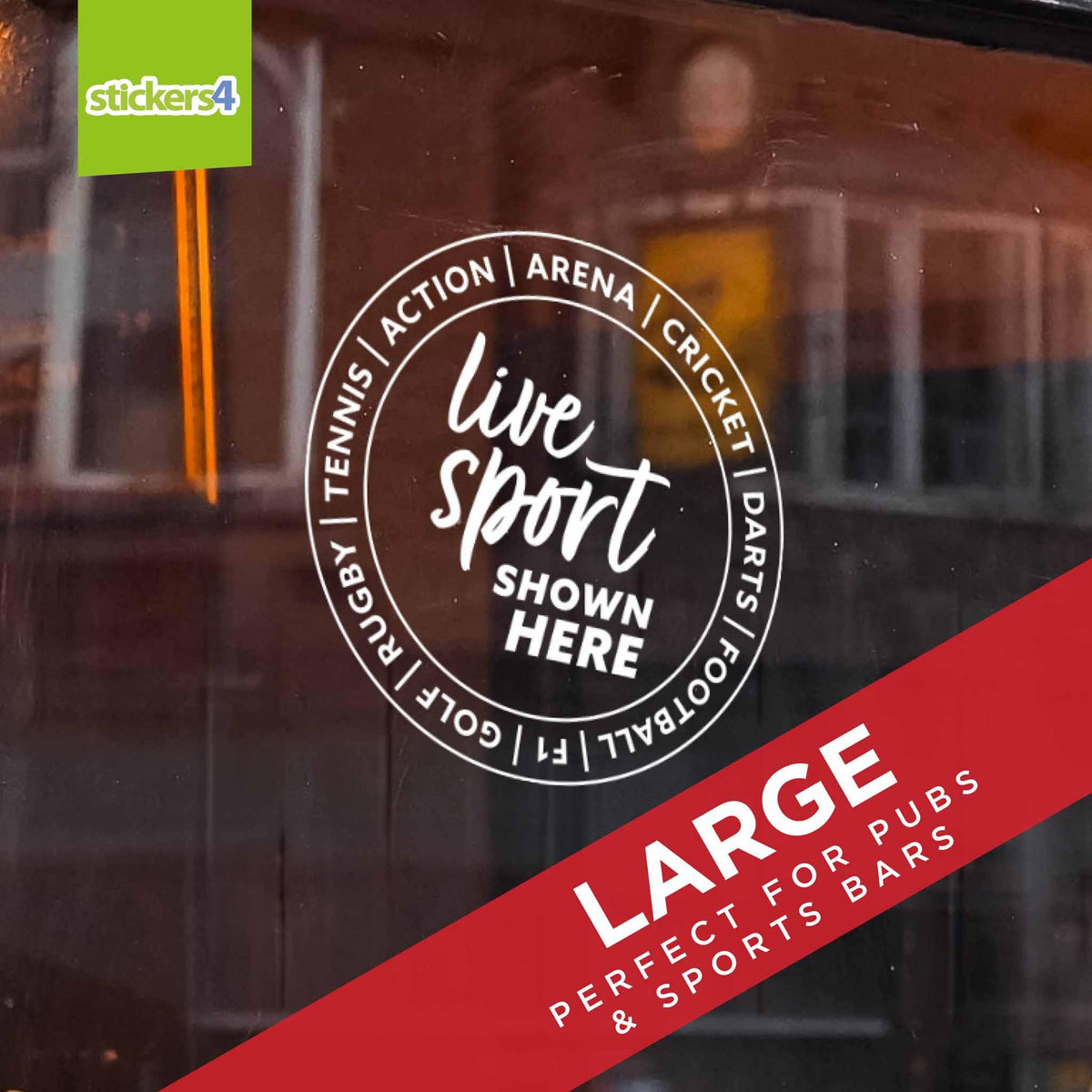 Live Sport Text Roundel Window Sticker Events