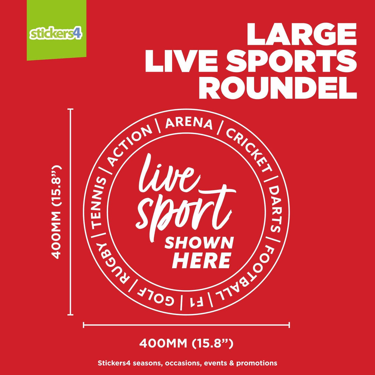 Live Sport Text Roundel Window Sticker Events