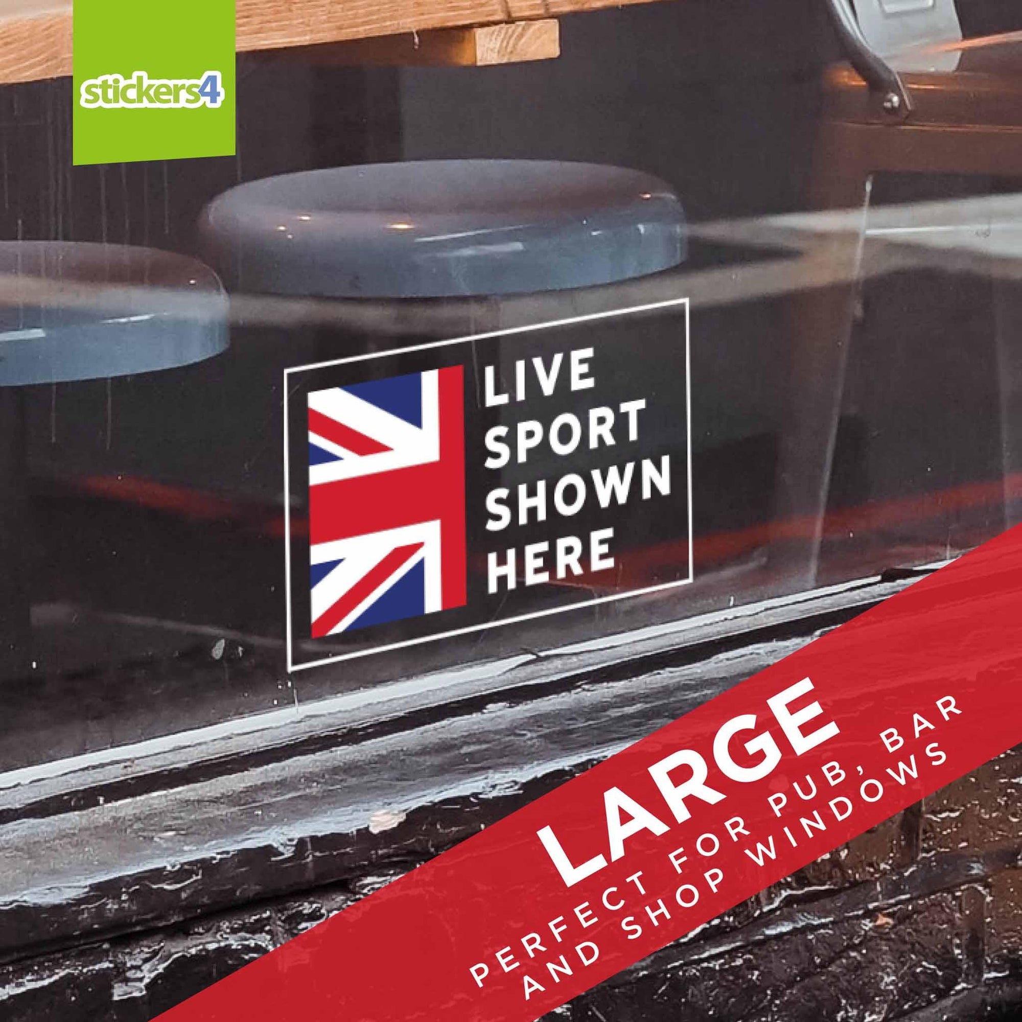 Live Sport Shown Here UK Flag Window Sticker Events