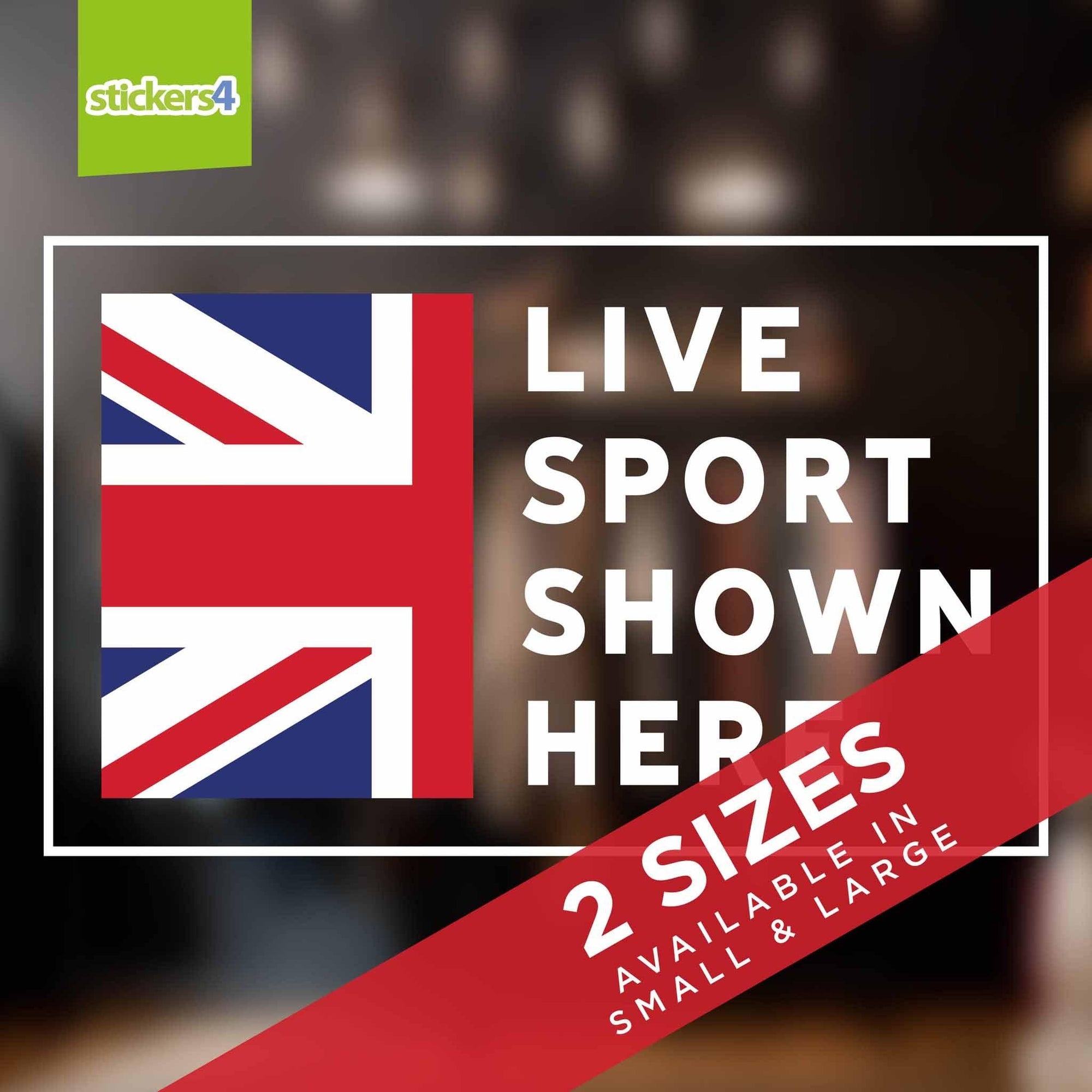 Live Sport Shown Here UK Flag Window Sticker Events