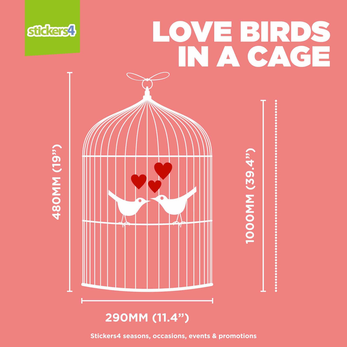 Love Birds In A Cage Window Cling Sticker