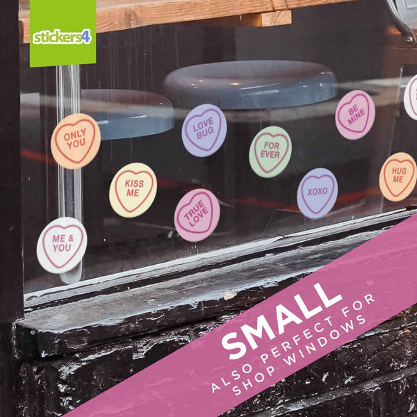 Love Heart Sweets Valentine's Window Cling Stickers | Stickers4