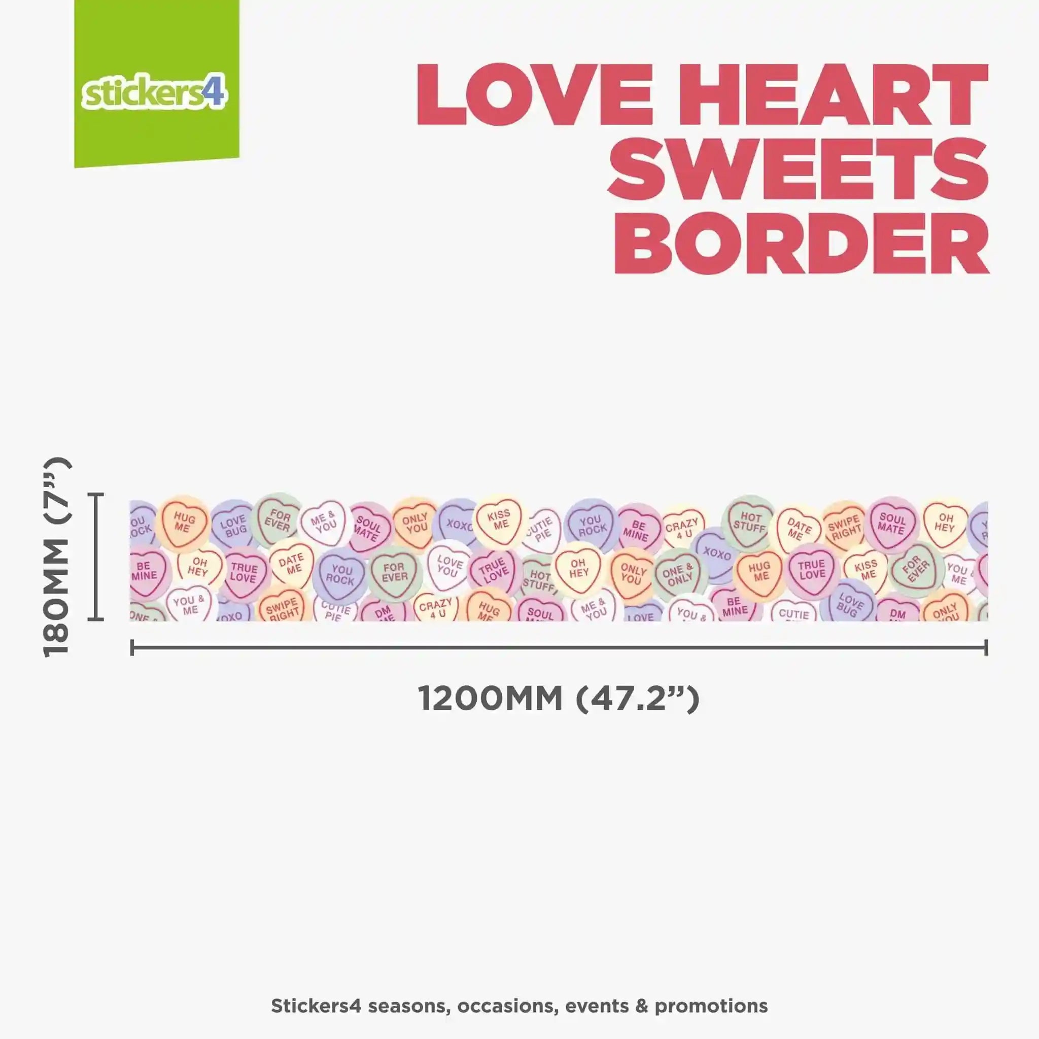 Love Heart Sweets Border Window Sticker | Valentines Day Window Cling