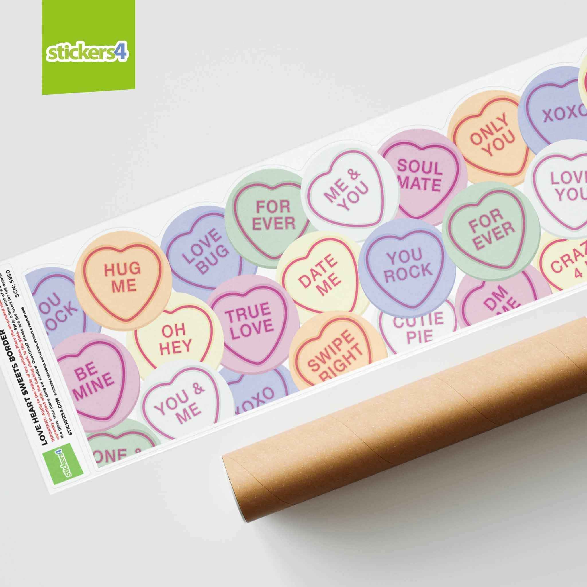 Love Heart Sweets Border Window Sticker | Valentines Day Window Cling