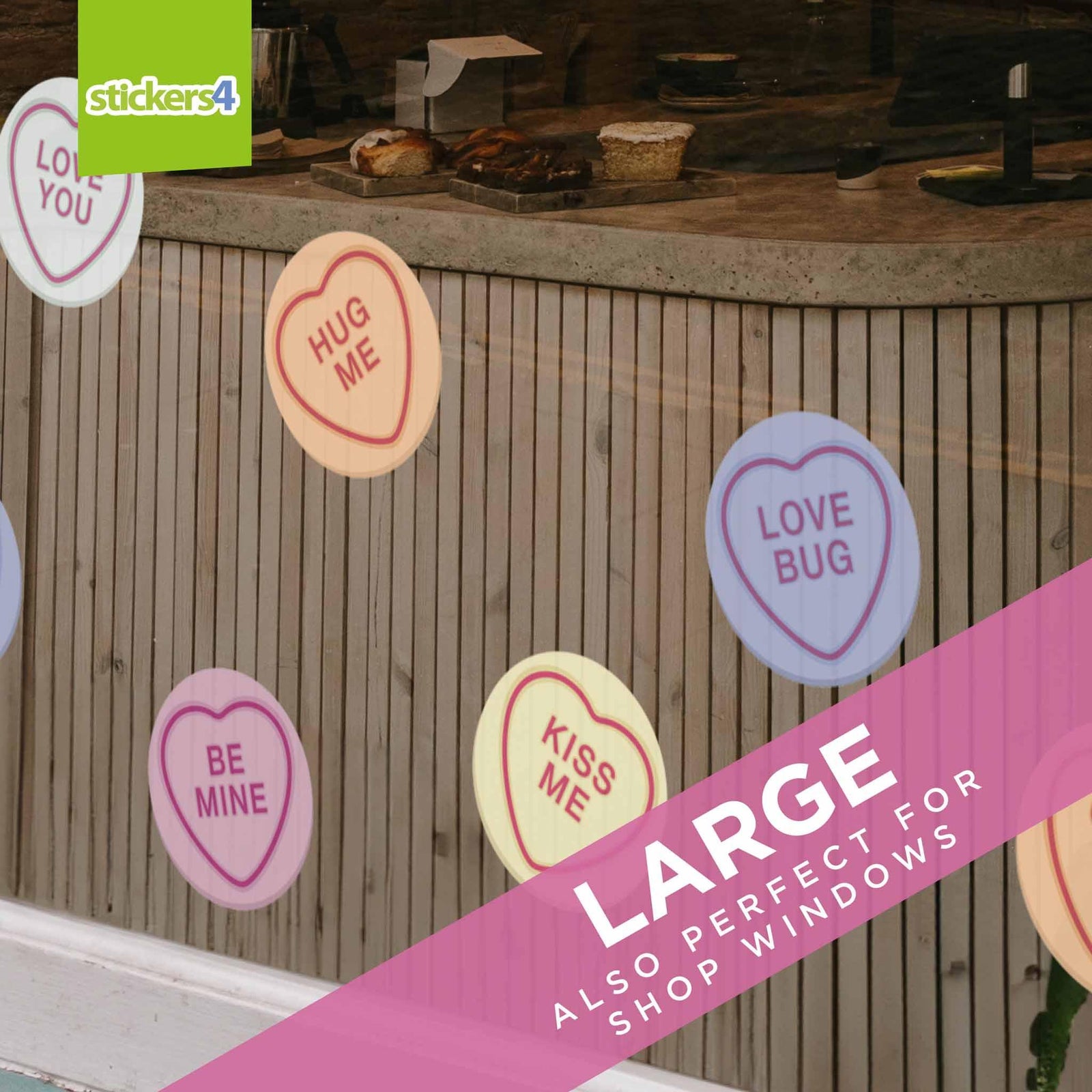 Love Heart Candy Window Stickers Valentine's Day Display