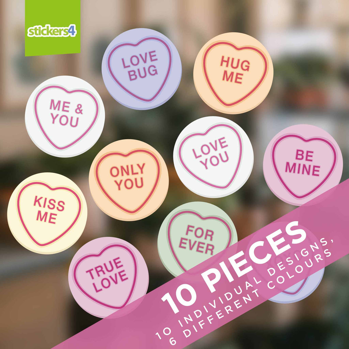 Love Heart Candy Window Stickers