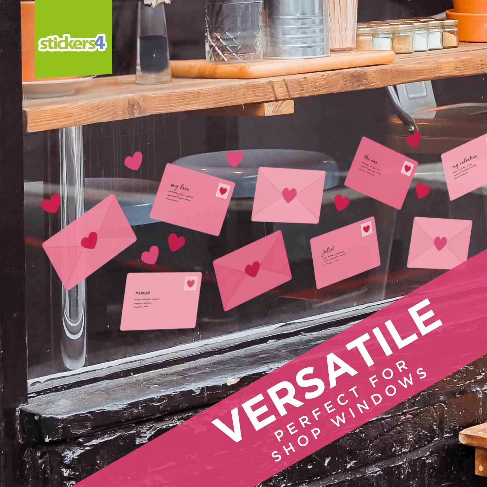 Love Letters and Hearts Window Stickers Valentines Day Window Display