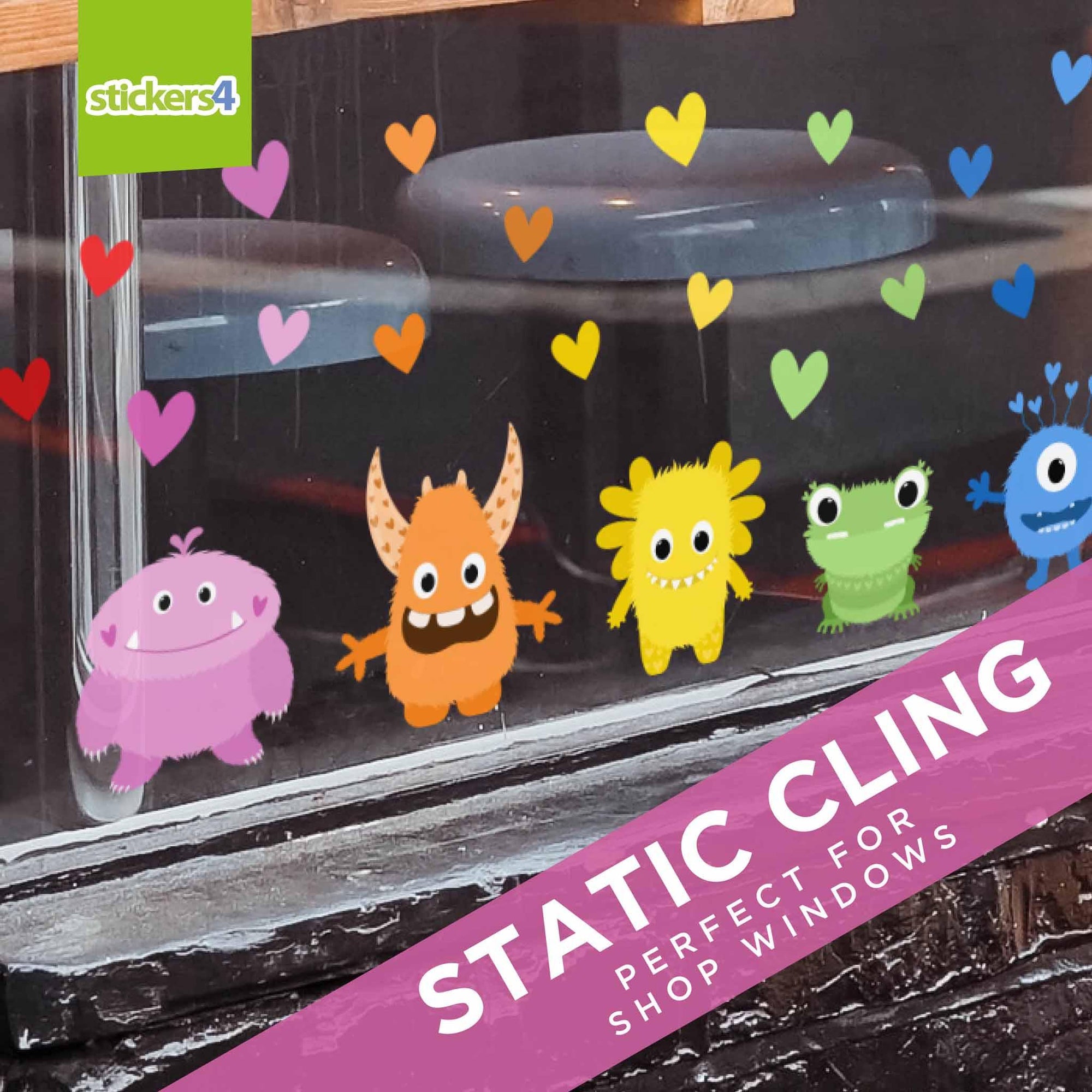 Love Monsters Window Stickers Valentines Day Window Display