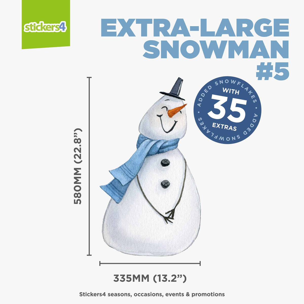 Extra-Large Size Loveable Snowmen Window Stickers