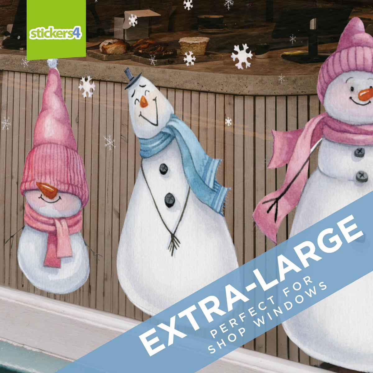 Extra-Large Size Loveable Snowmen Window Stickers