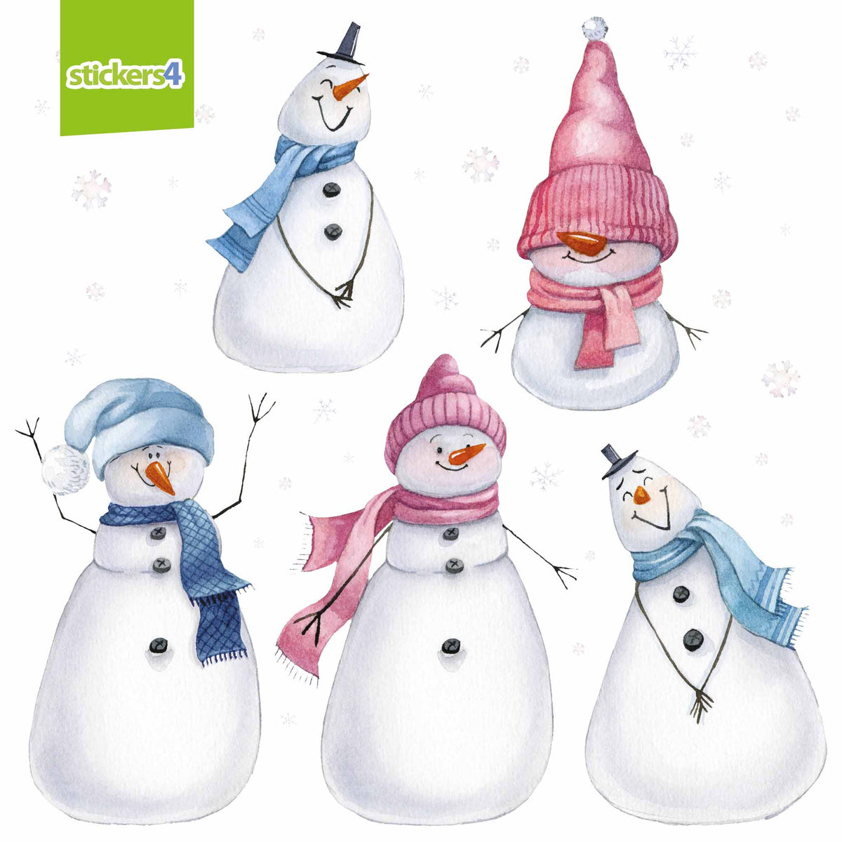 Extra-Large Size Loveable Snowmen Window Stickers