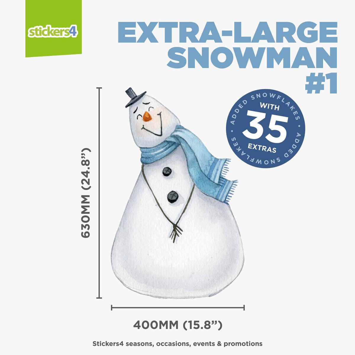 Extra-Large Size Loveable Snowmen Window Stickers