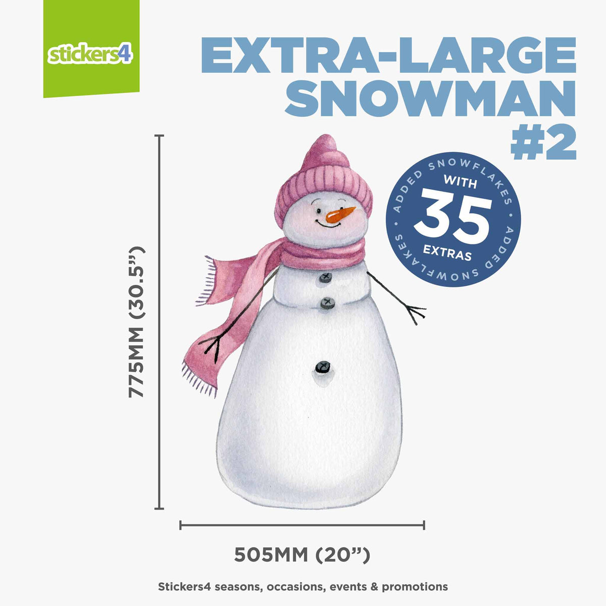 Extra-Large Size Loveable Snowmen Window Stickers