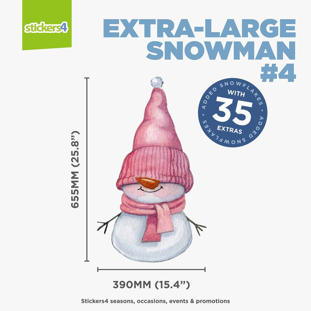 Extra-Large Size Loveable Snowmen Window Stickers