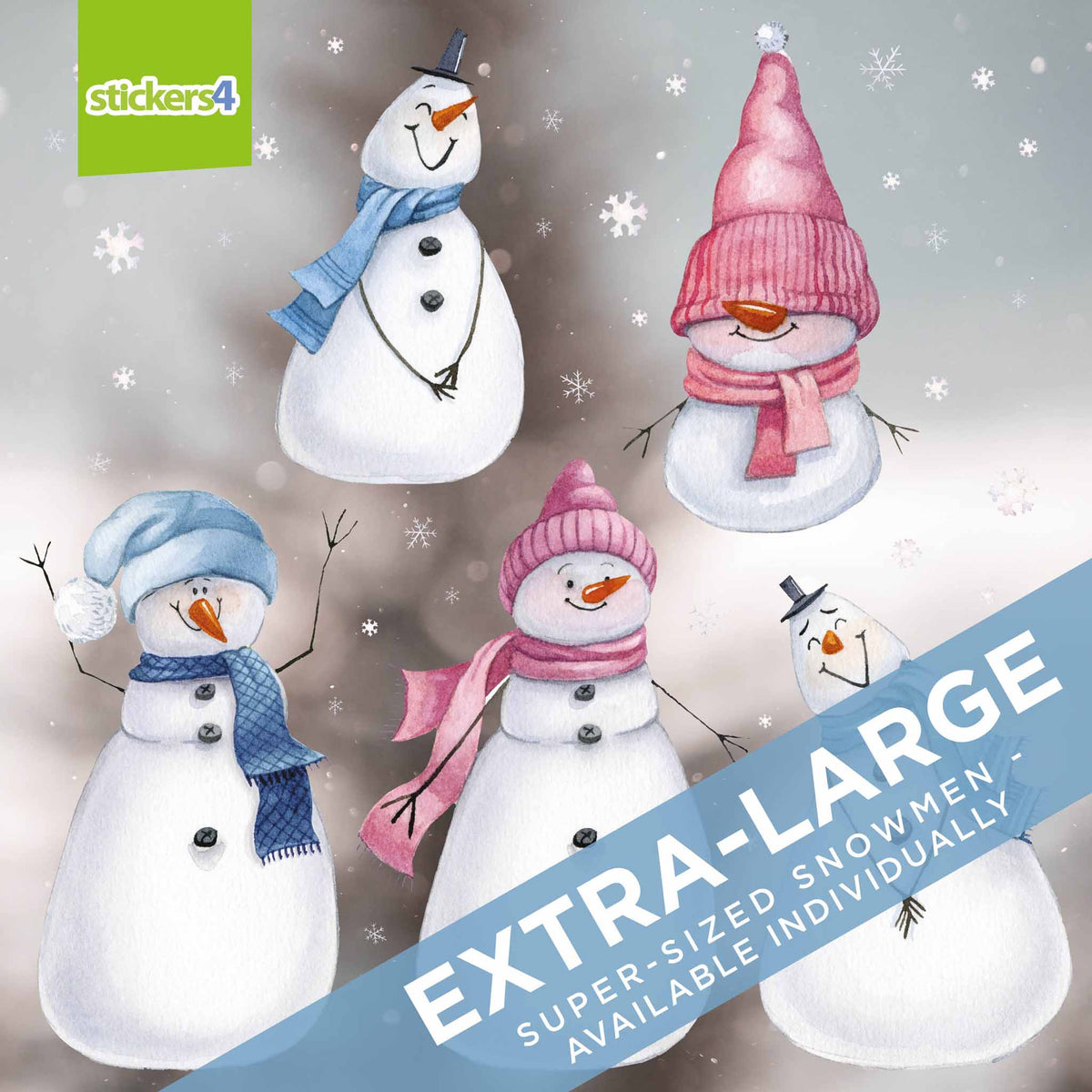 Extra-Large Size Loveable Snowmen Window Stickers