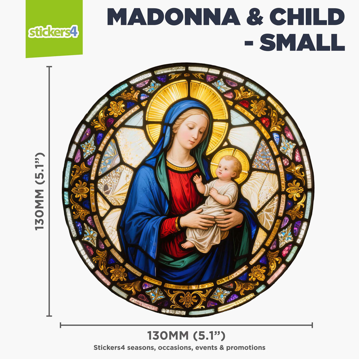 Madonna &amp; Child Stained Glass Window Cling Sticker