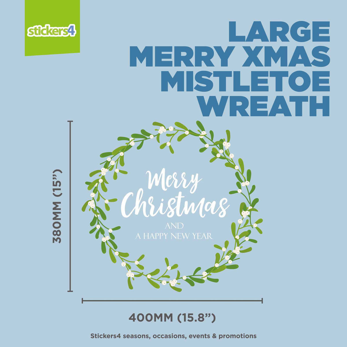 Merry Christmas Mistletoe Wreath Window Sticker