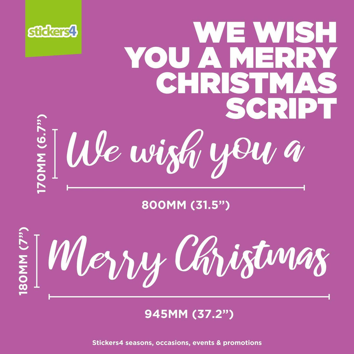 Large (up to 1.76m) Merry Christmas - Modern Script Window Cling Sticker Christmas Window Display