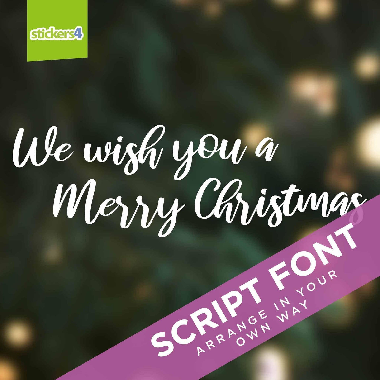 Large (up to 1.76m) Merry Christmas - Modern Script Window Cling Sticker Christmas Window Display