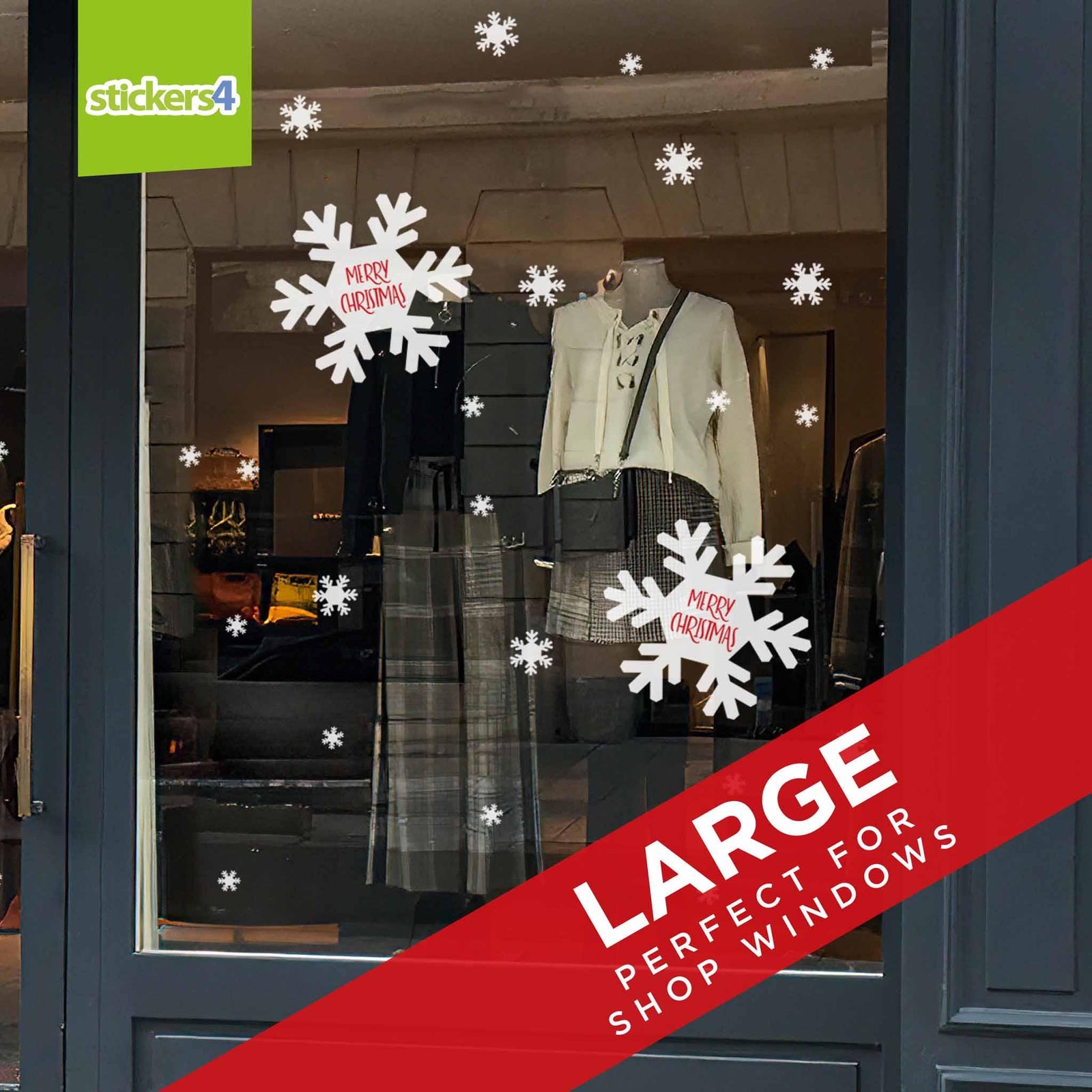 Merry Christmas Snowflakes Christmas Window Display