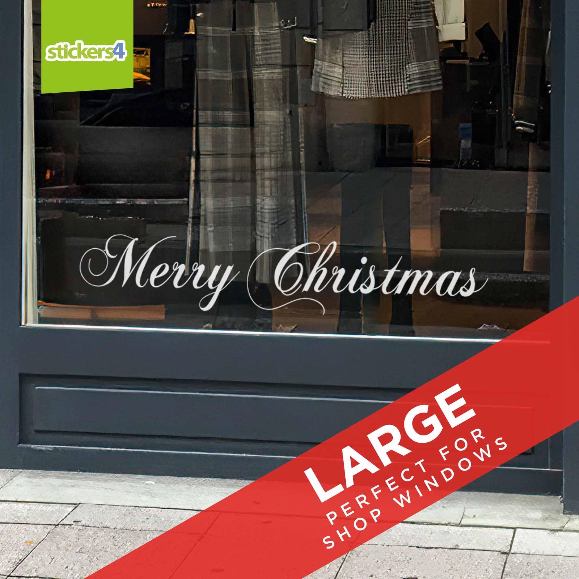 Large (1.25m) Merry Christmas - Traditional Window Sticker Christmas Window Display