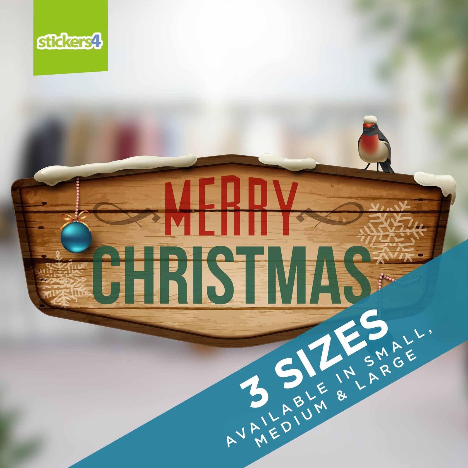 Merry Christmas Wooden Effect Vintage Sign Christmas Window Display