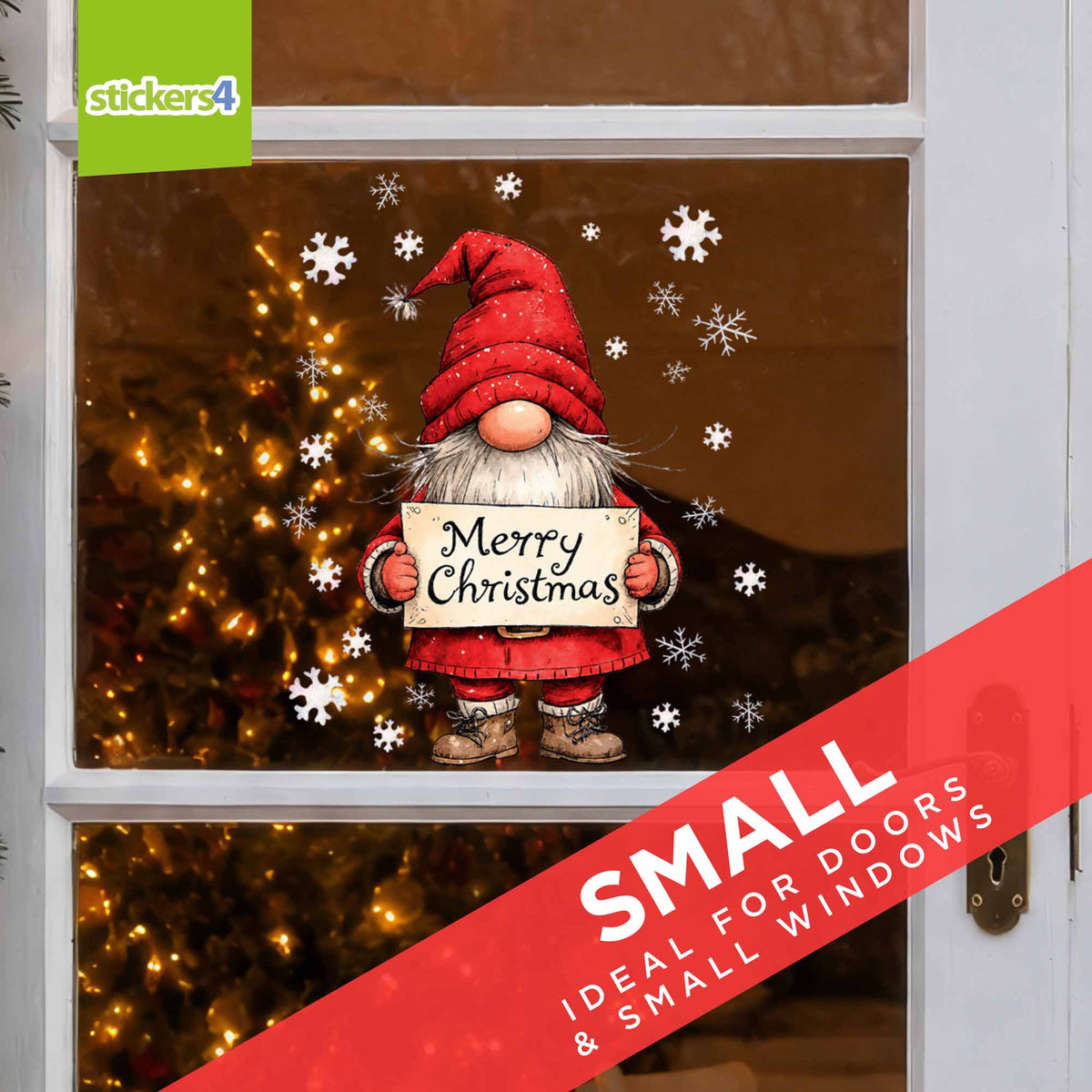 Merry Christmas Gnome Window Sticker