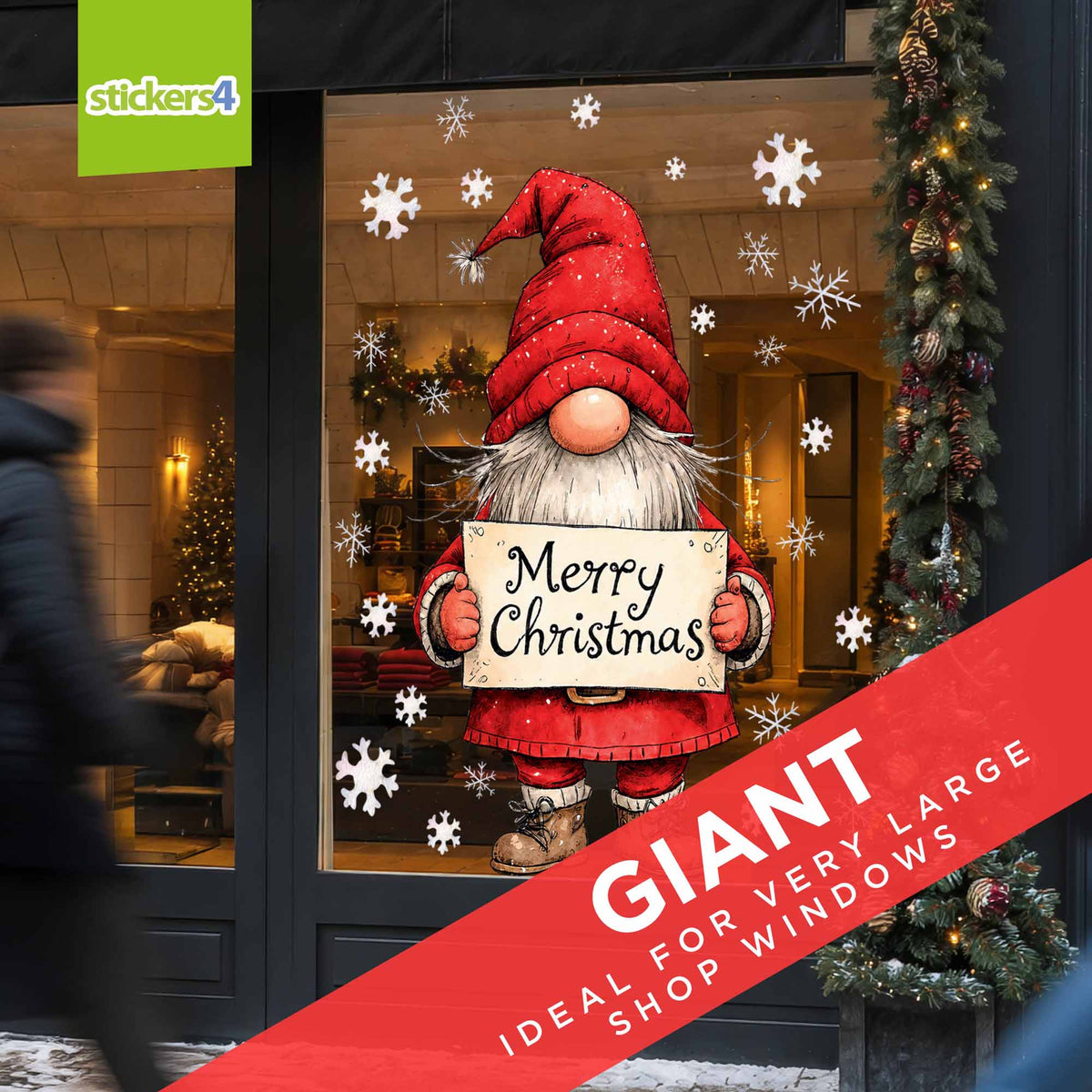 Merry Christmas Gnome Window Sticker