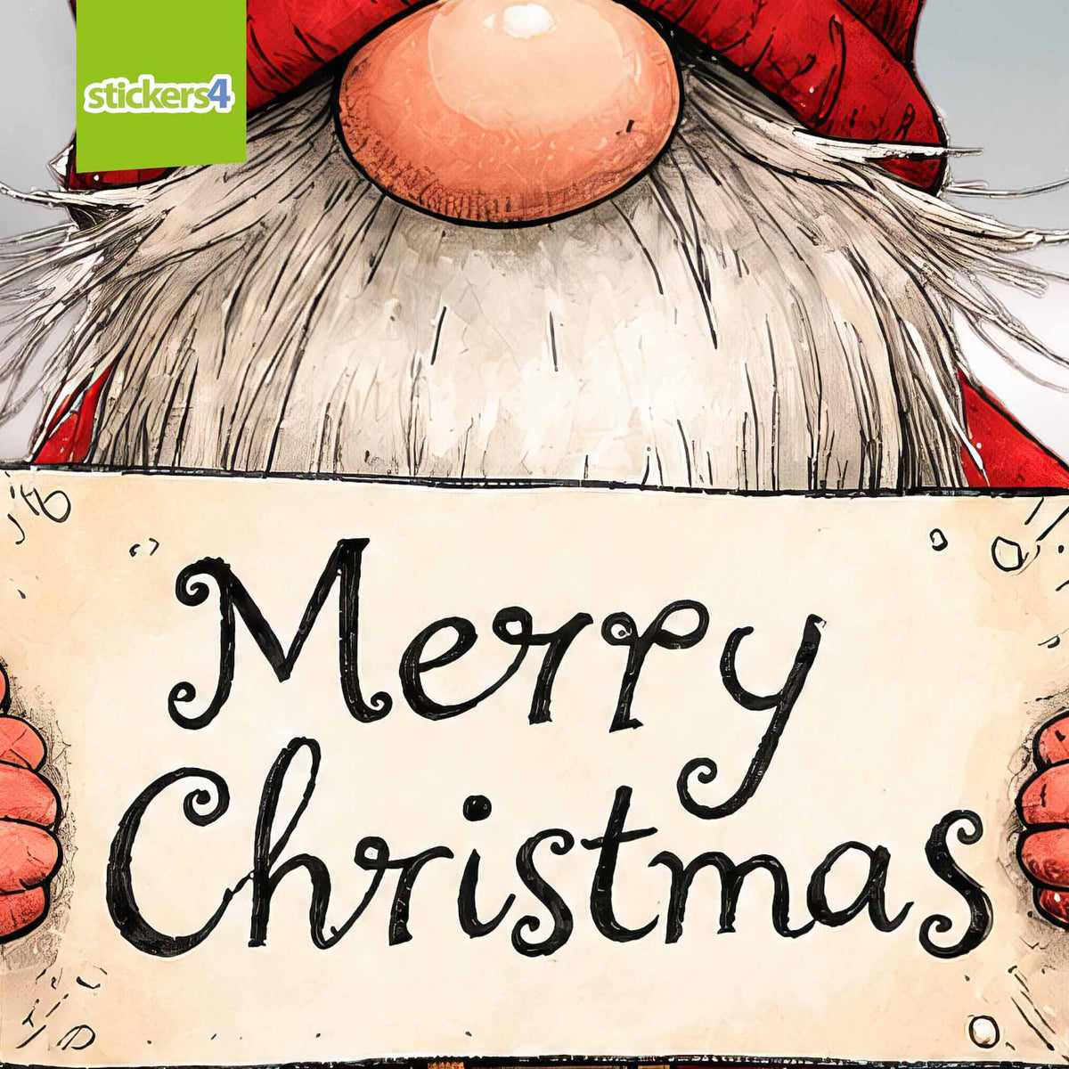 Merry Christmas Gnome Window Sticker