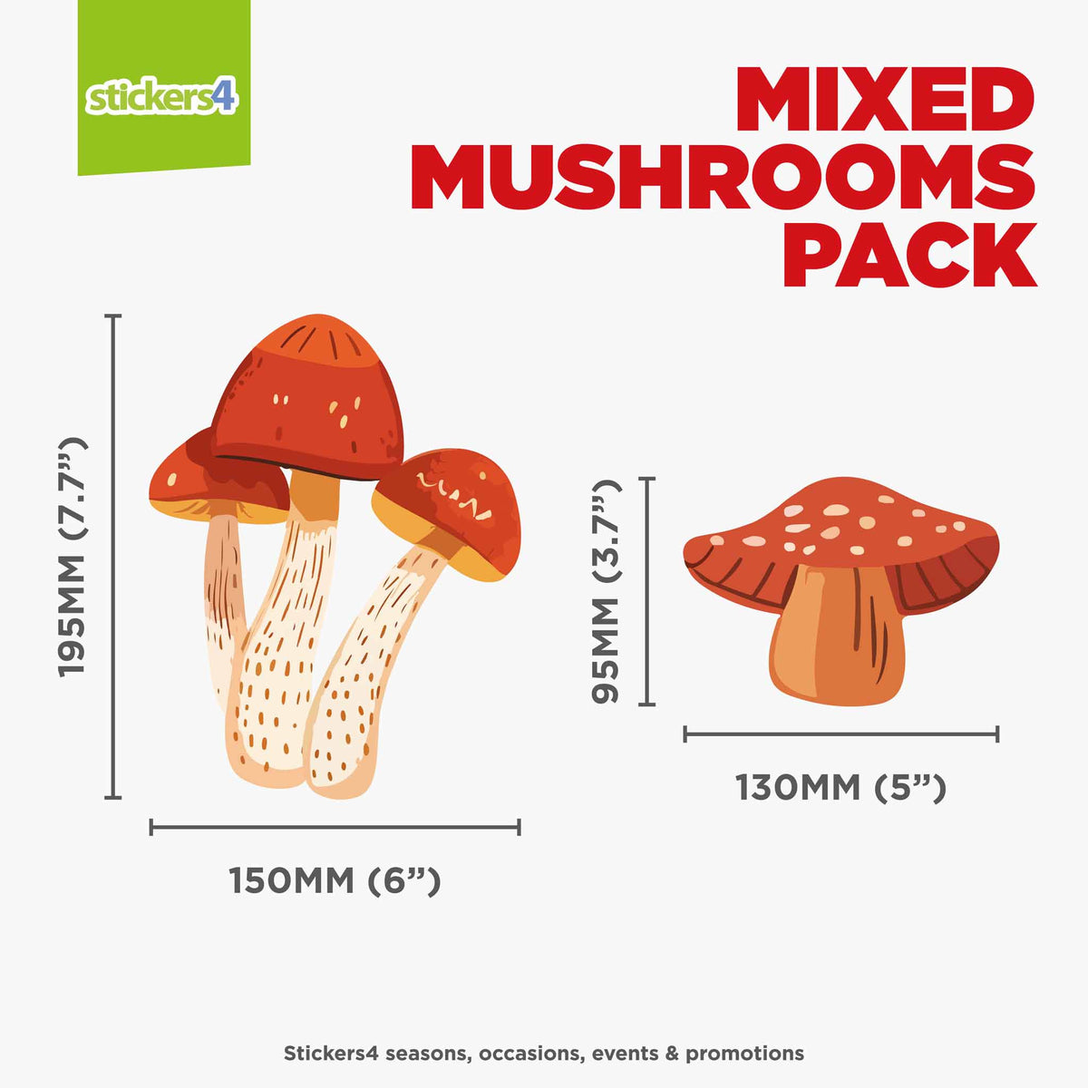 Mixed Mushroom Pack Window Stickers