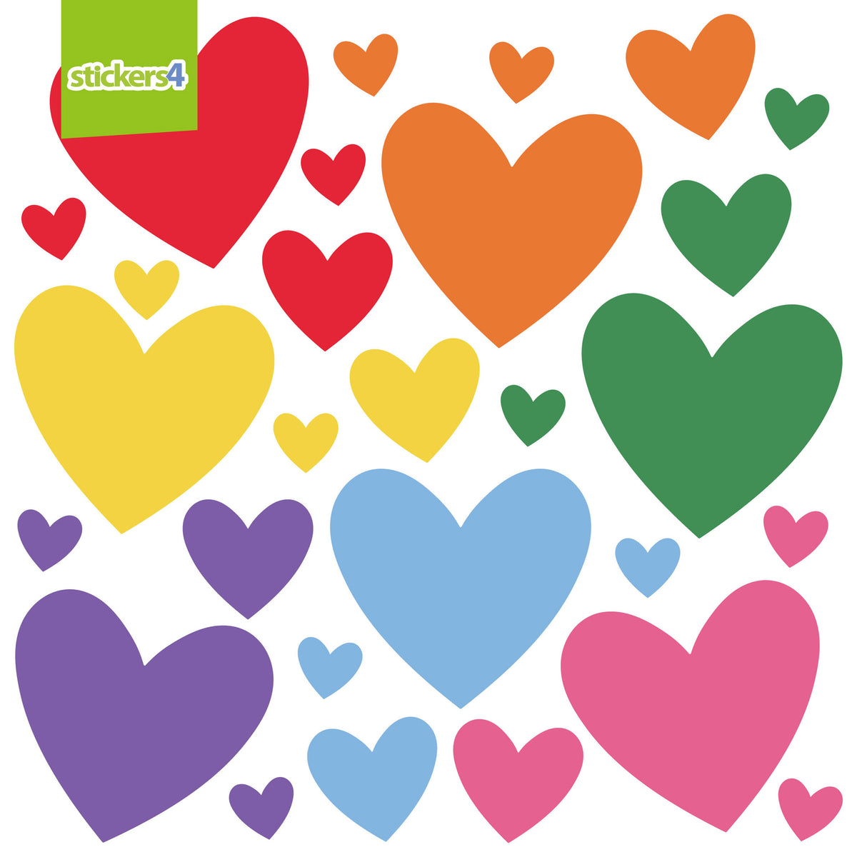 Mixed Pack of Colourful Heart Window Stickers