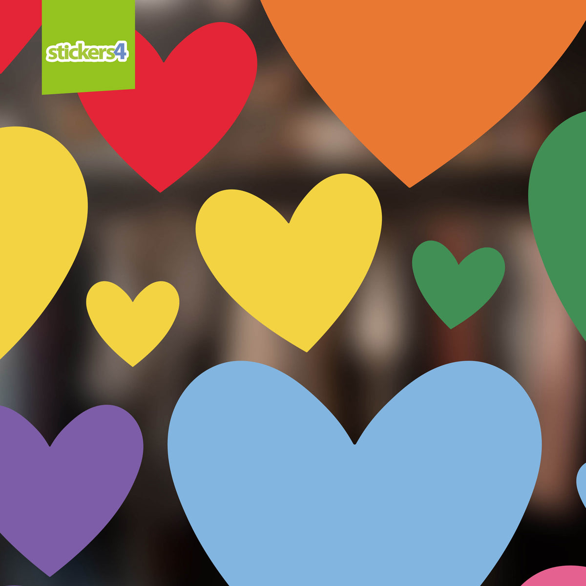 Mixed Pack of Colourful Heart Window Stickers