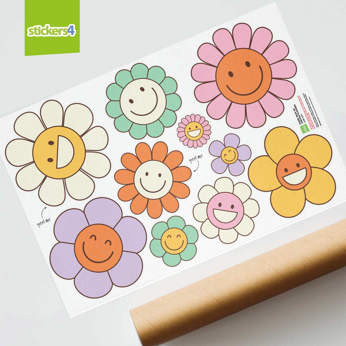 Mixed Pack of Smiling Flowers Window or Car Stickers