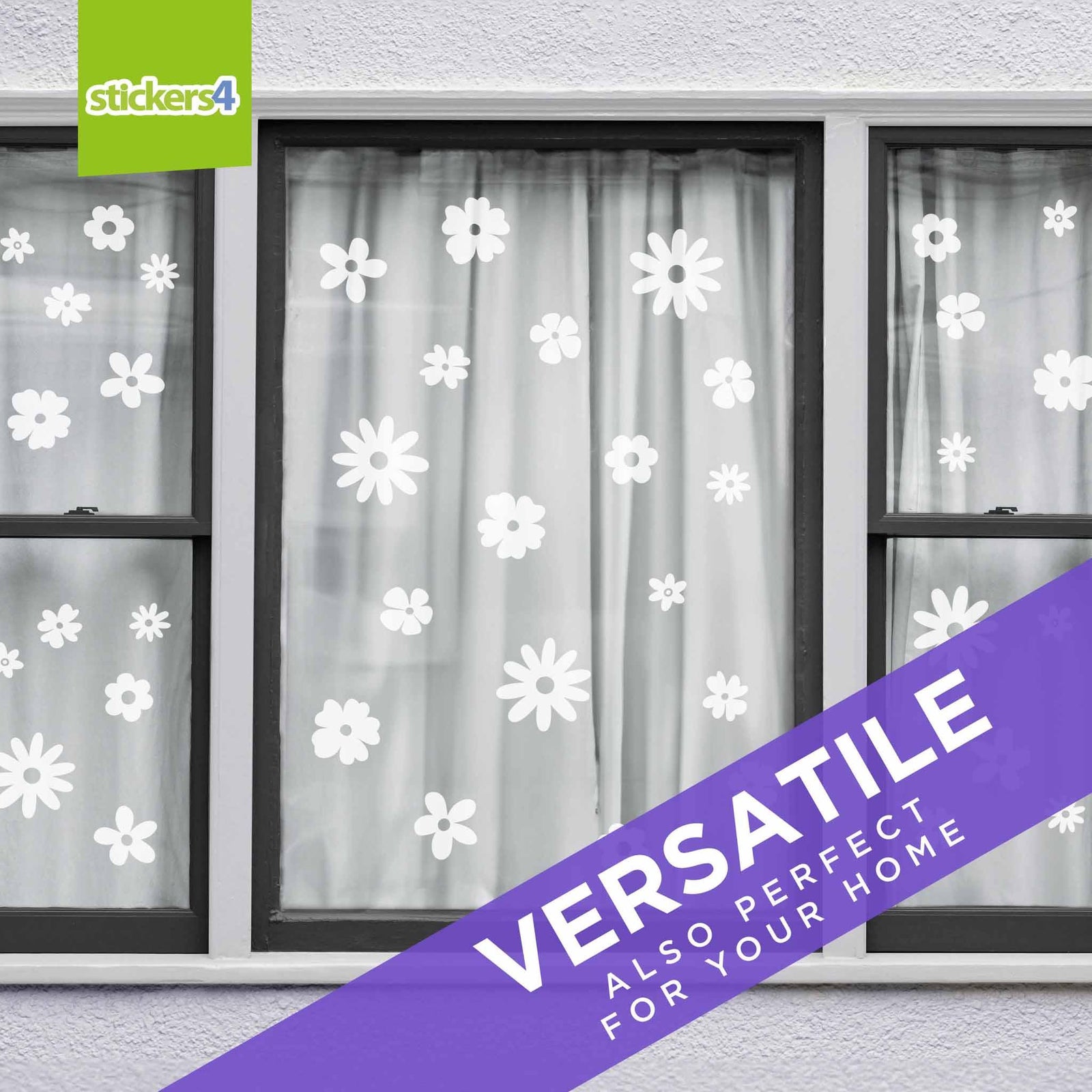 Mixed Pack of White Flowers Window Stickers Mother's Day Display