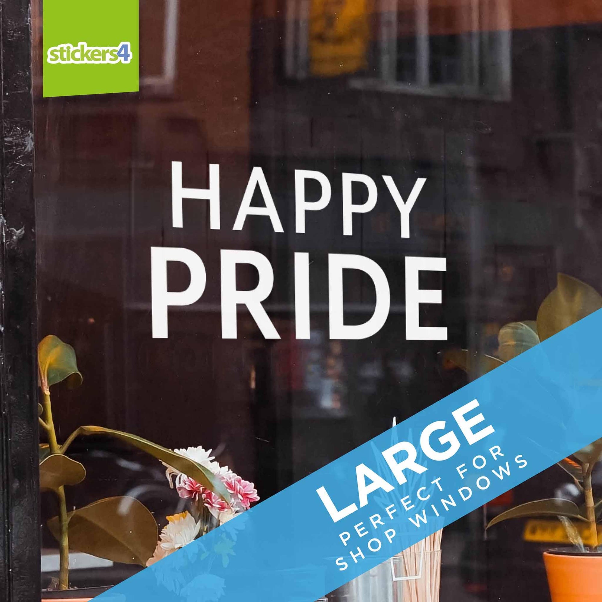 Modern Happy Pride Text Window Sticker Pride Window Displays