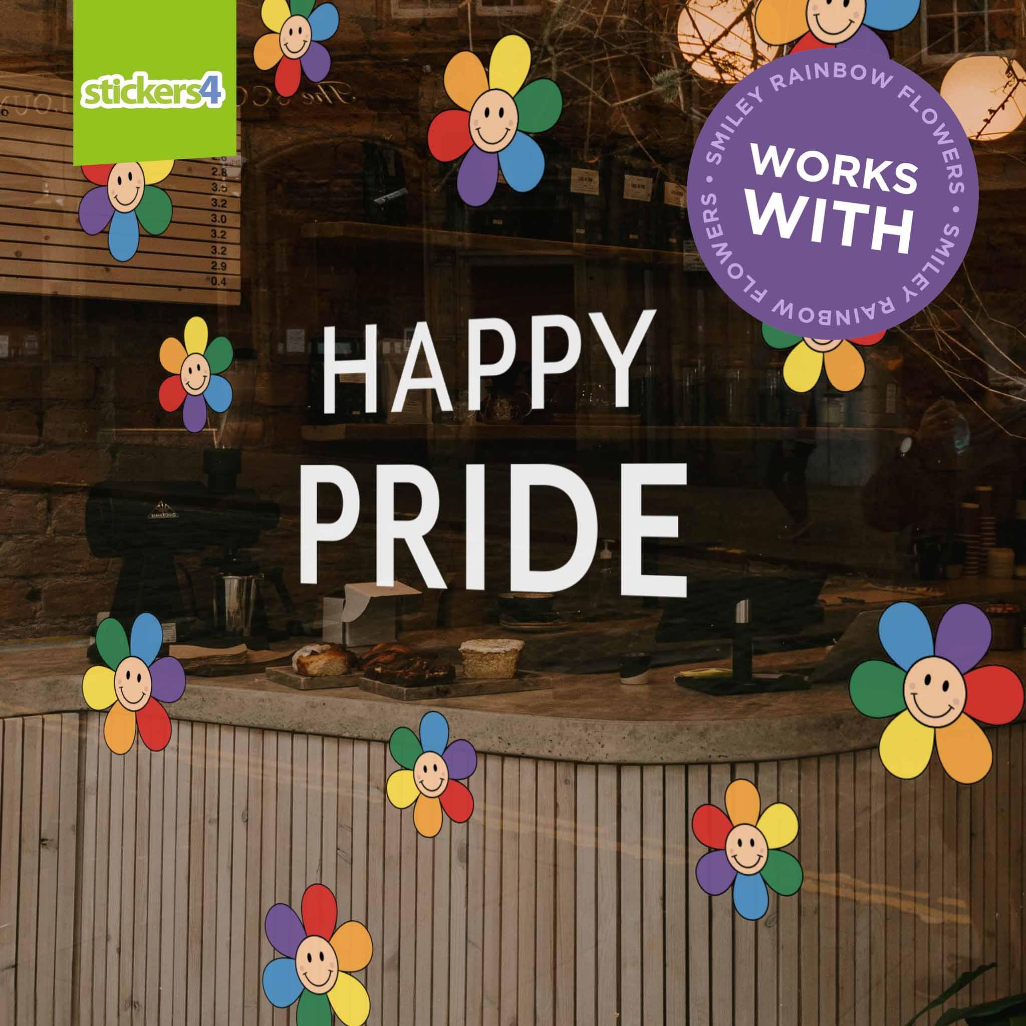 Happy Pride Text Window Sticker | Pride Window Display