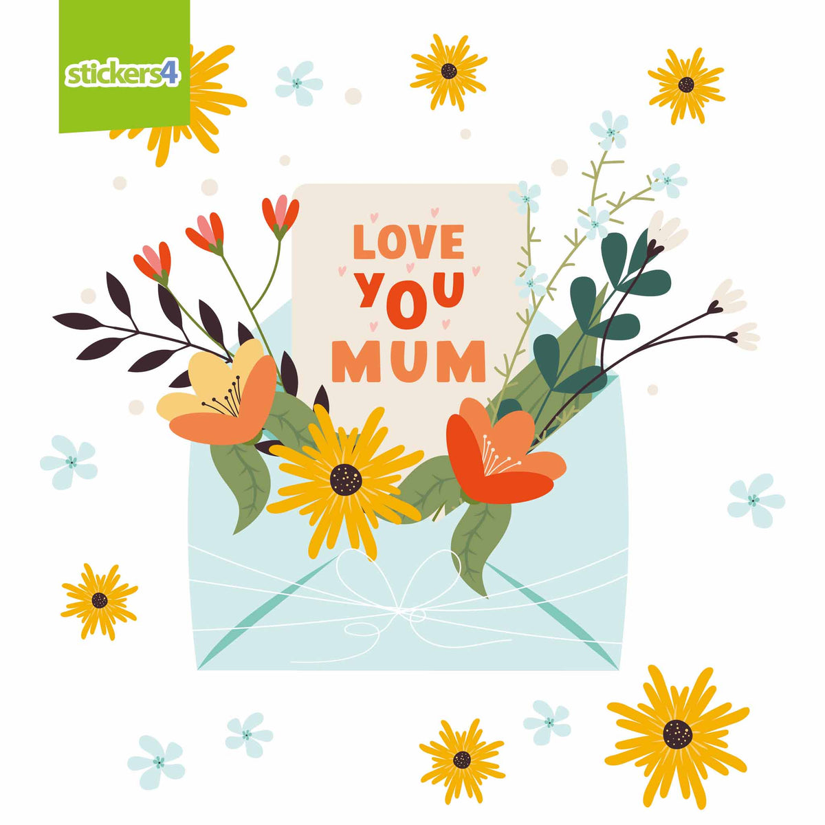 Mother&#39;s Day Envelope with Flowers - Mother&#39;s Day Window Cling