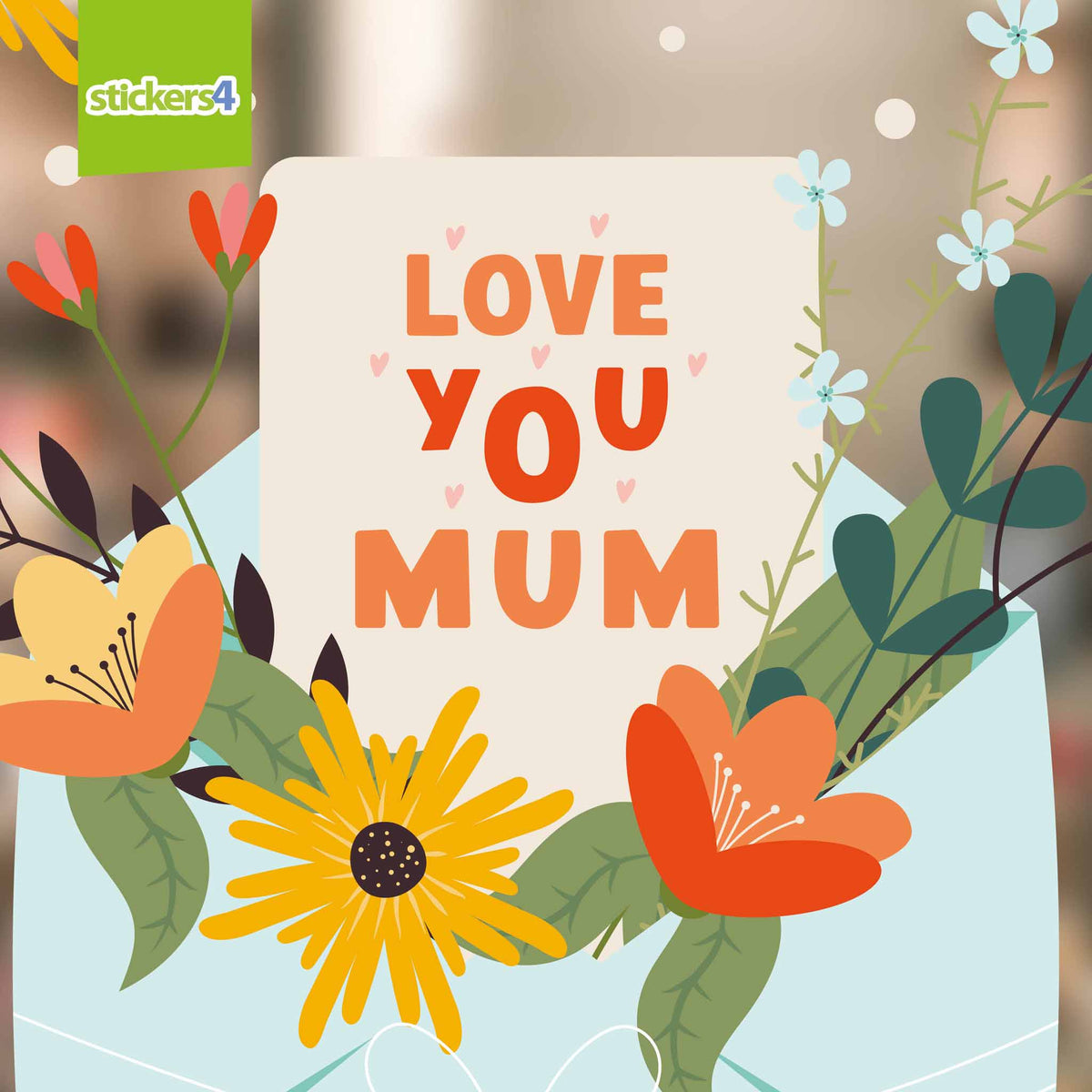 Mother&#39;s Day Envelope with Flowers - Mother&#39;s Day Window Cling