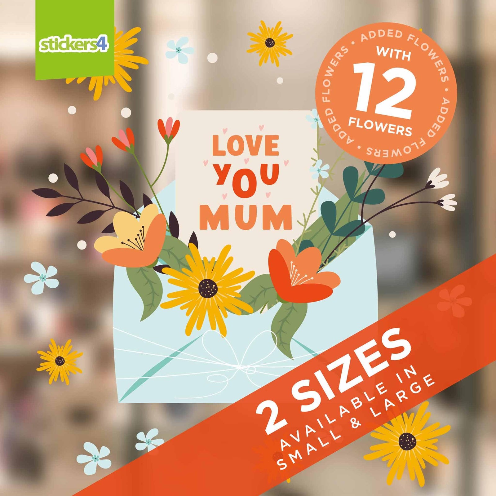 Mother's Day Envelope with Flowers - Mother's Day Window Cling Mother's Day Window Display
