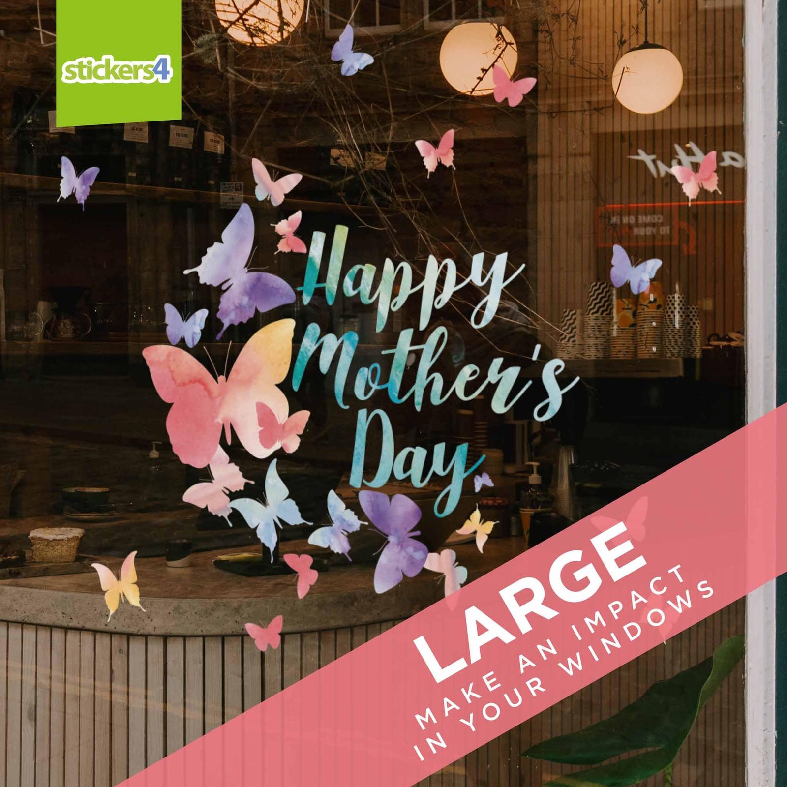 Mother's Day Pastel Butterflies Window Cling Sticker Mother's Day Display